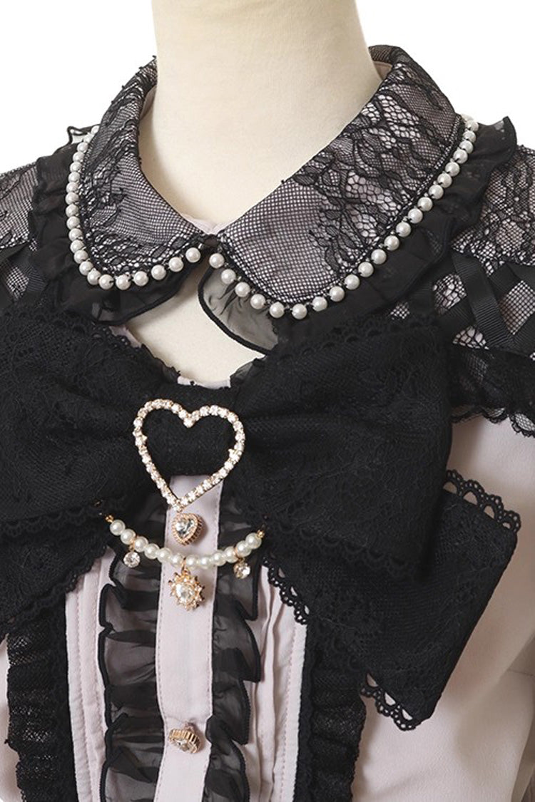 Off Shoulder Bowknot Pearl Jirai Kei Japanese Blouse
