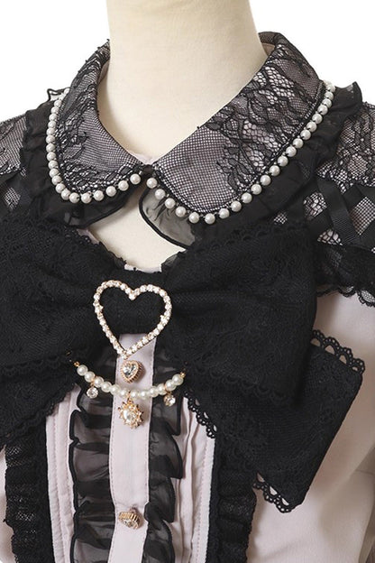 Off Shoulder Bowknot Pearl Jirai Kei Japanese Blouse