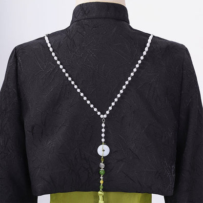 Pearl Dress Pieces Tassel Embroidery Top Two Vintage Flower