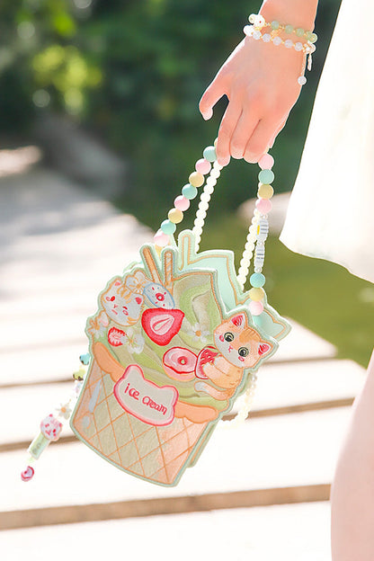 Ice Cream Cat Embroidered Lolita Shoulder Bag