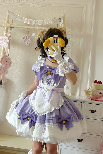 Sweet Lolita Skirt Set with Ruffle Bowknot and Bell Meow Design
