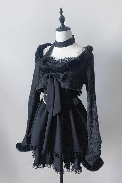 Stardust Oath Printed Ruffled Lace Dress Set Two Colors