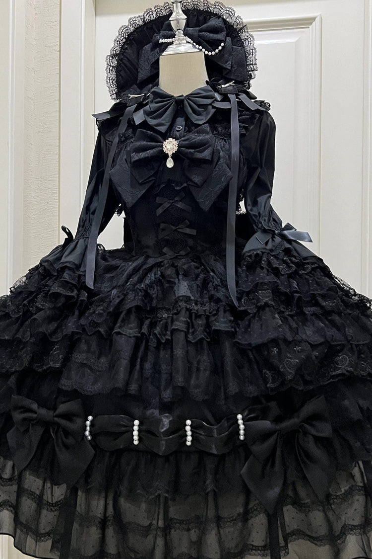 Black Dream Prologue Doll Multi-Layered Bow Gothic Dress