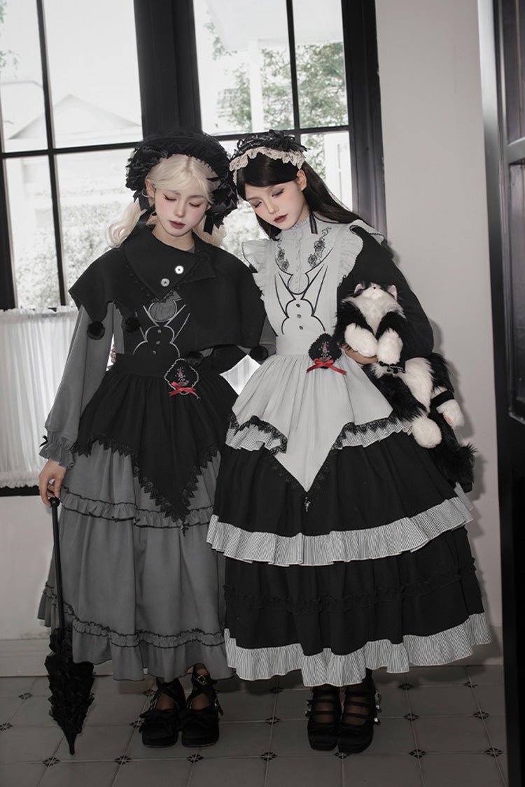 Gothic Lolita Castle Night Long-Sleeved Ruffle Embroidery Dress