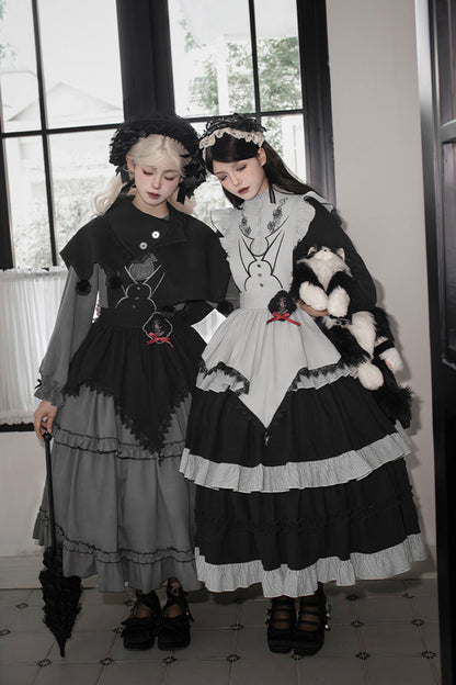 Gothic Lolita Castle Night Long-Sleeved Ruffle Embroidery Dress