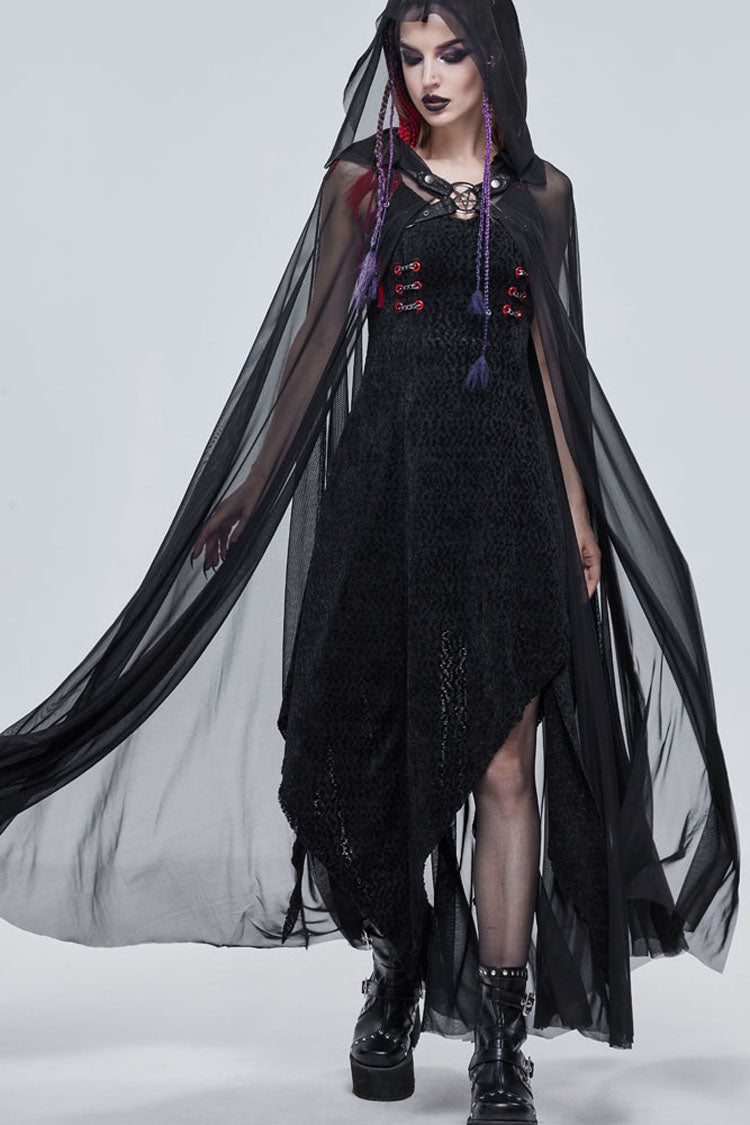 Womens Hooded Cape with Chest Straps and Star Details