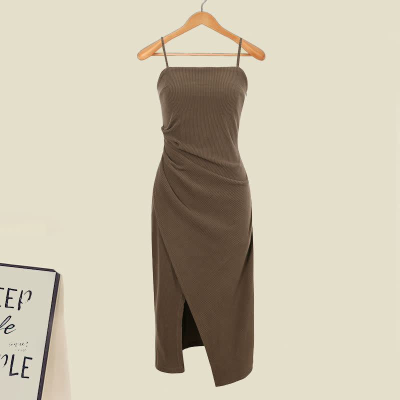 Slip Set Split Chic Sweater Ruffled Dress Cross