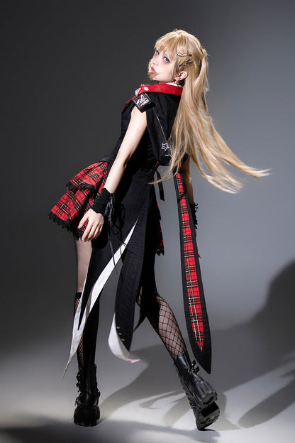 Rock Bunny Punk Lolita Skirt Set with Embroidery - Noir