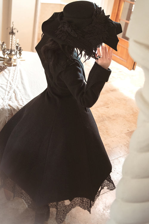 Ouji Lolita Wool-Blend Coat with Asymmetric Hem Icebreaker Motif