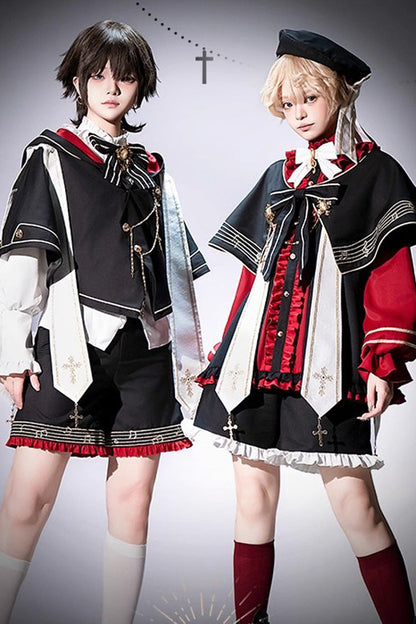 Church Choir Ouji Prince Lolita Set, Gothic Elegance - Noir