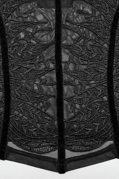 Sheer Lace Trim Gothic Sleeveless Sling Top in Black - NoirEdge
