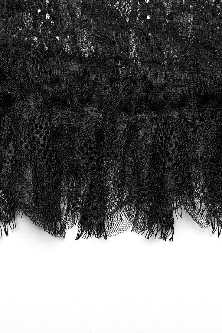 Ripped Gothic Skirt with Lace Accents
