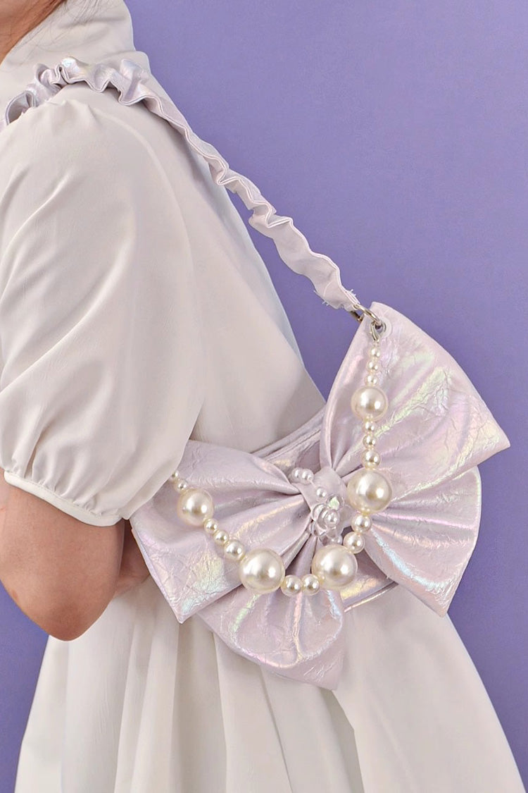 Sac à bandoulière avec chaîne et nœud papillon en perles douces