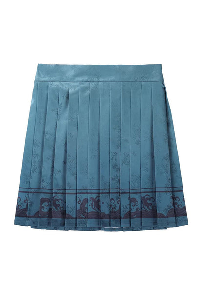 Cut-Out Embroidered Chinese Style Jumper Dress - Black/Blue Misty Teal