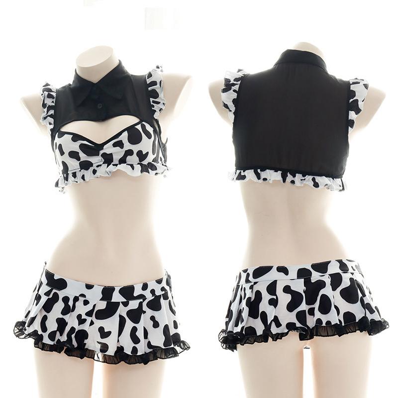 Sweet Maid Dessous-Set mit Cut-Outs und Kuh-Print