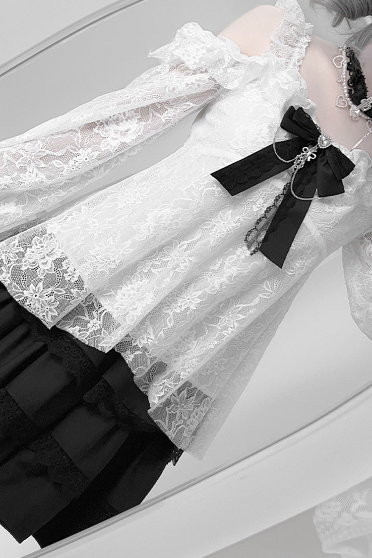Black Triple-Layer Ruffle Lace Japanese Skirt