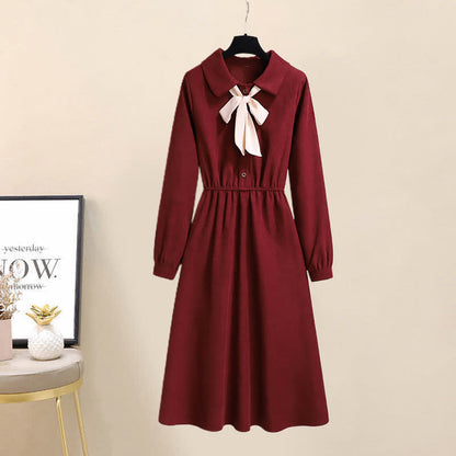 Rhombus Red Bow Print Knot Set Dress Vest