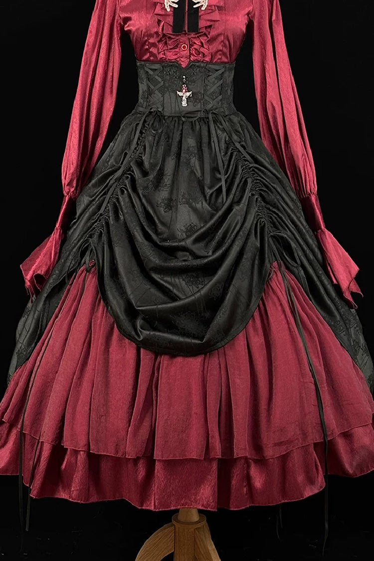 Moonlit Return Boned Gothic Elegant Lolita Skirt - Noir