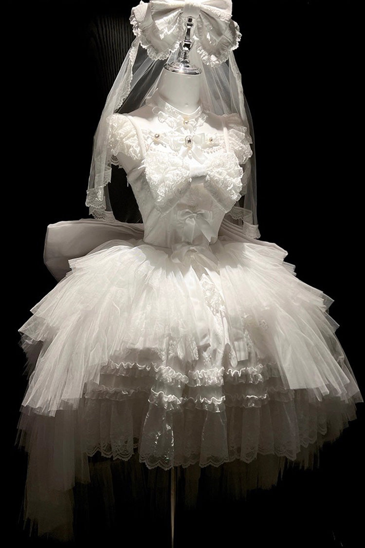 Halterneck Gothic Dress with Ruffled Hanayome Bow and Lace - Jewelry Love Story