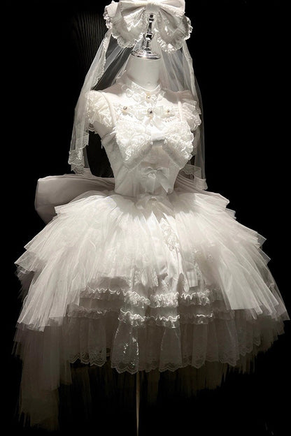 Halterneck Gothic Dress with Ruffled Hanayome Bow and Lace - Jewelry Love Story