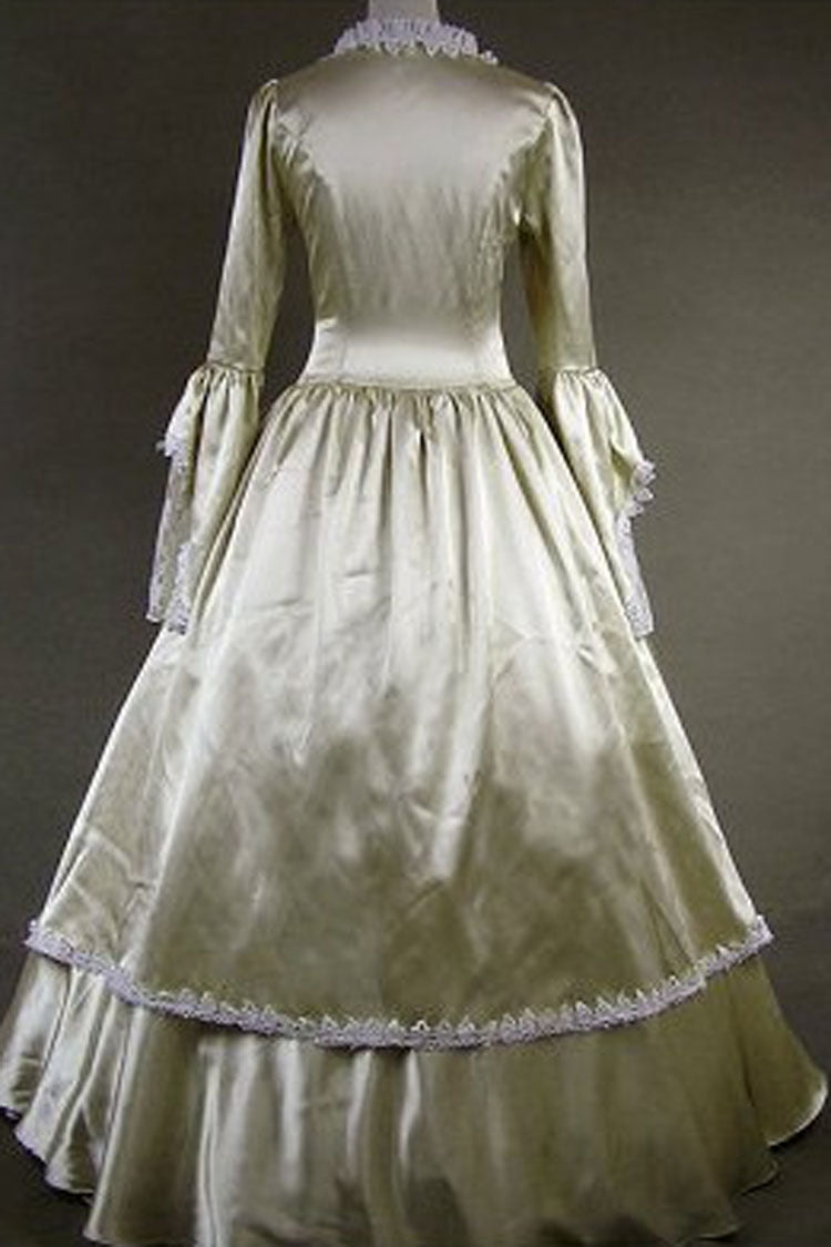 Cotton Square Collar Bowknot Floor-Length Dress