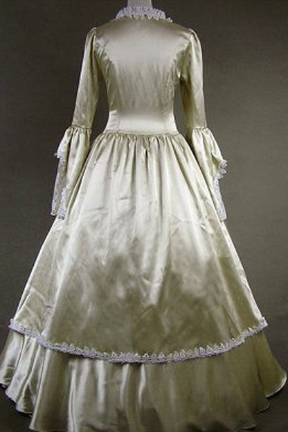 Cotton Square Collar Bowknot Floor-Length Dress