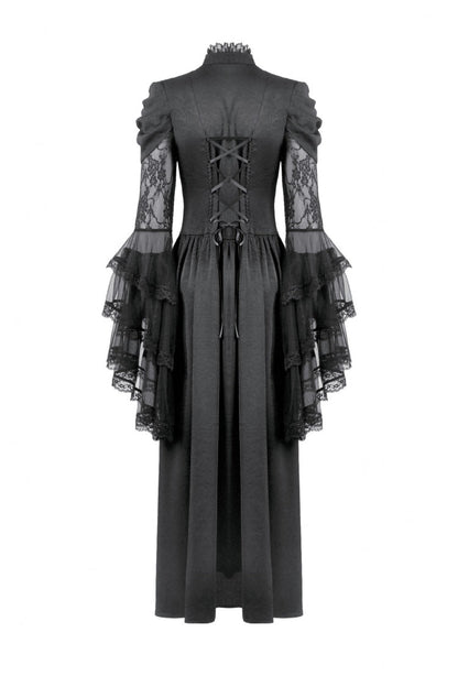 Women's Gothic Wedding Dress with Ruffled Lace and Lace-Up