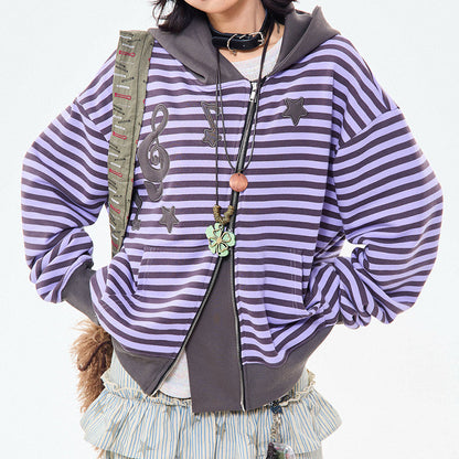 2010s striped zip up hoodie boogzel clothing