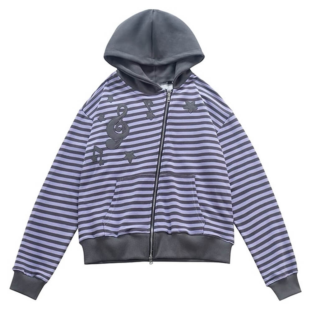 2010s striped zip up hoodie boogzel clothing