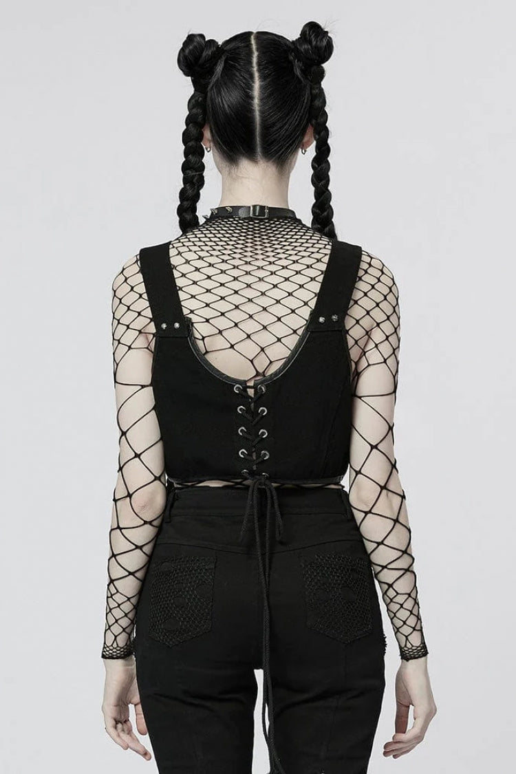 Steampunk Vest with Snake Buckle and Metal Accents for Her
