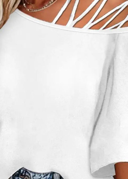 2025 New Black Hollow Out Loose Top Batwing Sleeve