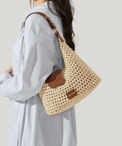 Grass Bag Khaki Shoulder 2025 New Woven Capacity Large