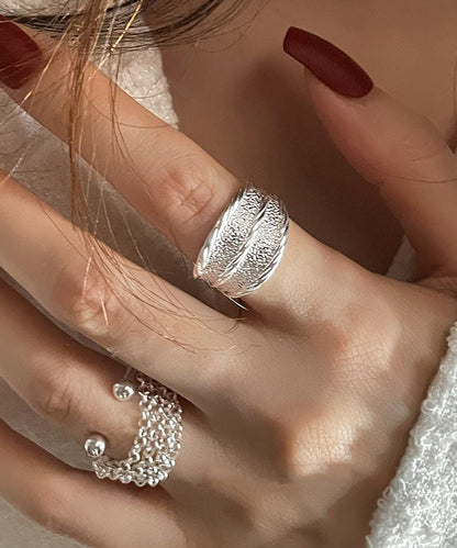 Sterling Piece Two Set Rings Silver 2025 New Silk Wrinkled