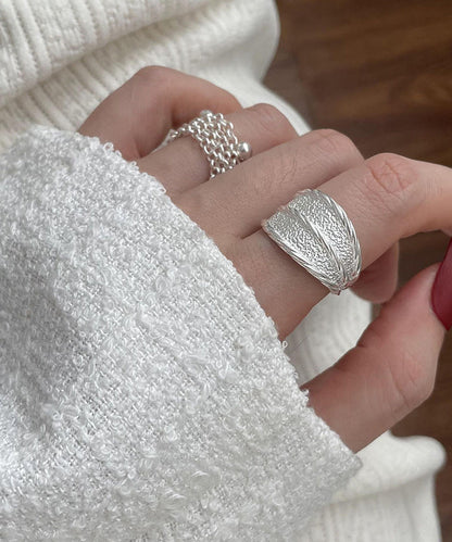 Sterling Piece Two Set Rings Silver 2025 New Silk Wrinkled