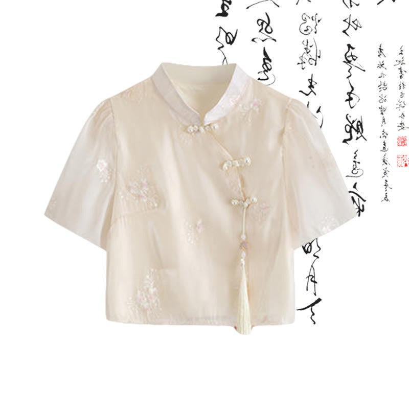 High Skirt Waist T-Shirt Print Pleated Bow