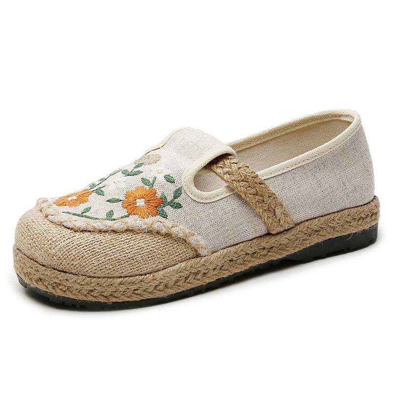 Vintage Blumen Canvas Flache Schuhe