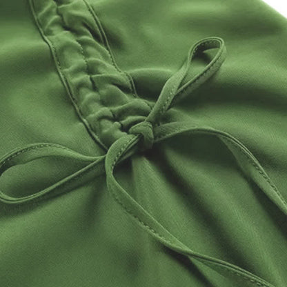 Dress Drawstring Split Sweater Green Cardigan Slip Crop