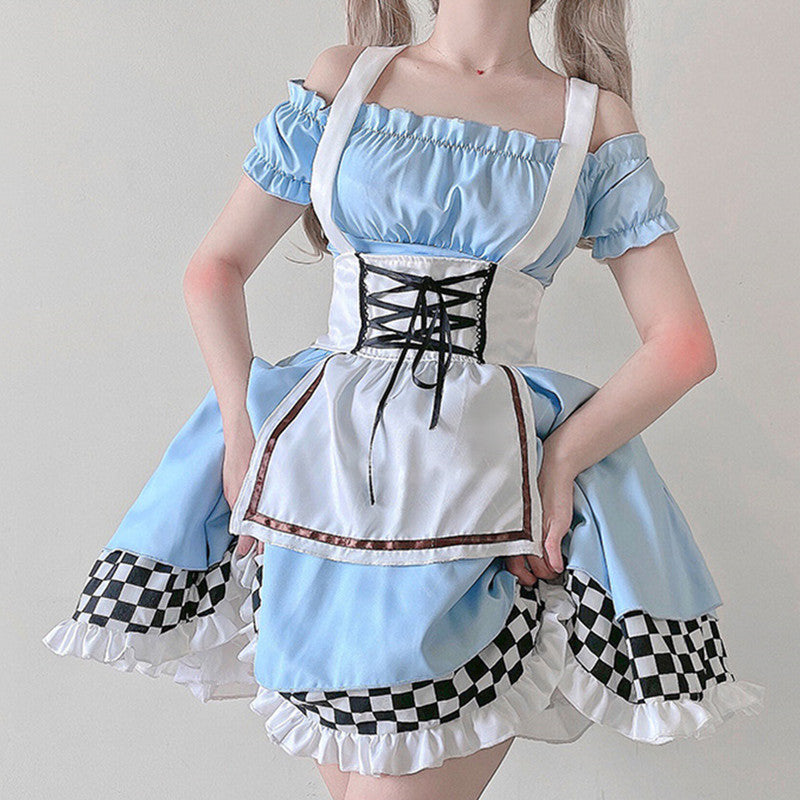 Robe Lolita à volants et lacets bleus