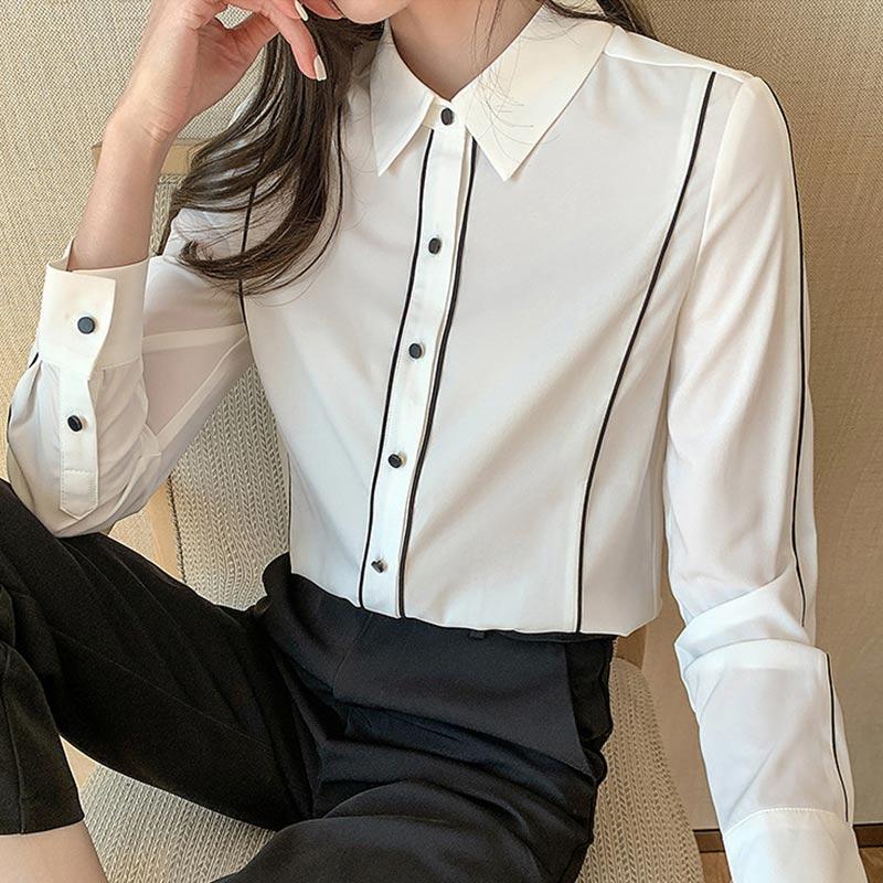 Polo Collar Blouse Workwear Shirt