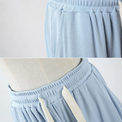 Knit Pattern Pants T-Shirt Blue Rabbit Cargo