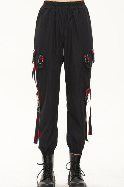 Womens Long Pants with Skull Webbing