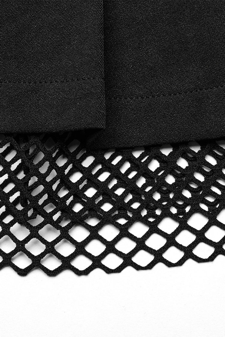 Pleated Punk Skirt with Strap Details and Mesh Panels