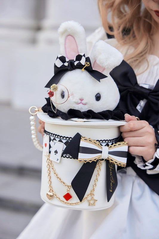 Sac à bandoulière avec nœud papillon et chapeau de lapin magique