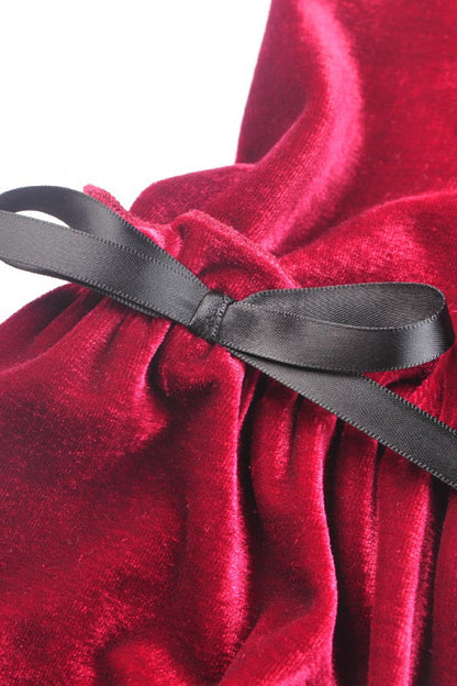 Vintage Long Sleeve Lace Collar Cross Gothic Velvet Dress for Women