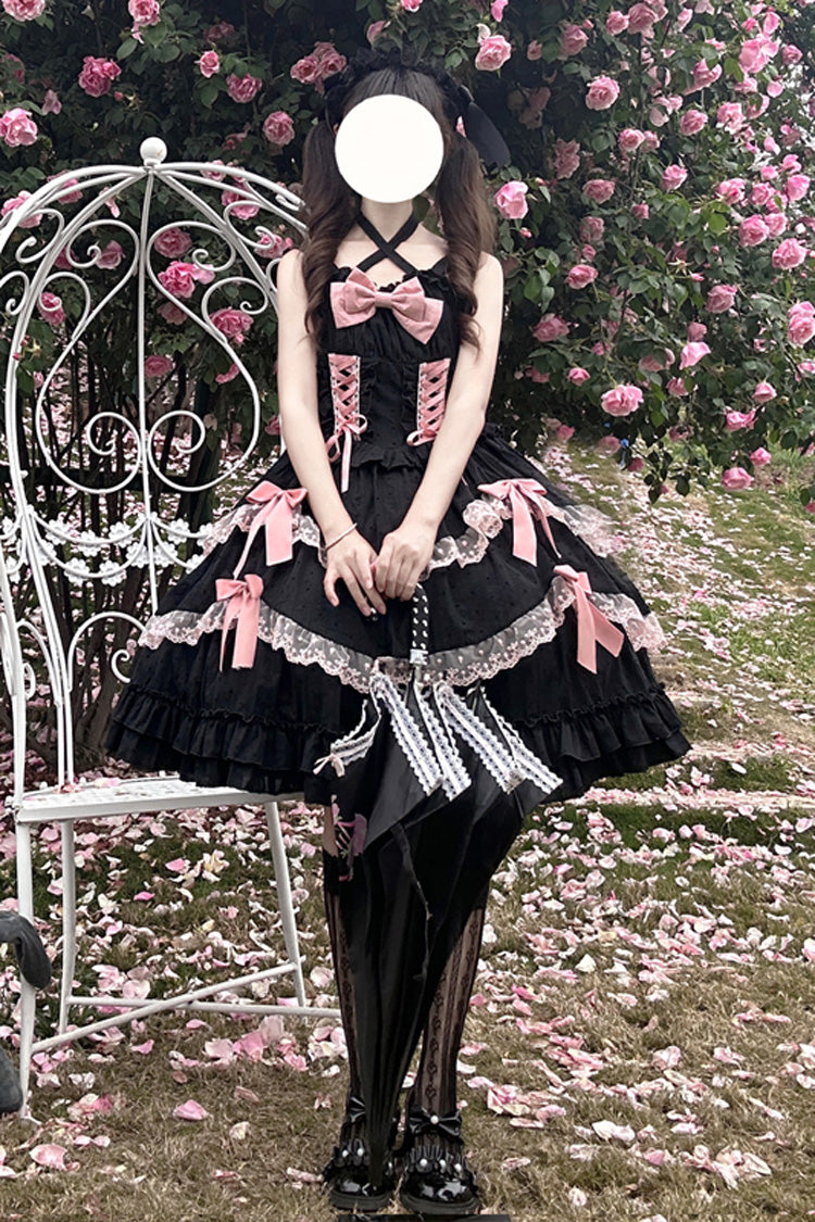 Double-Layered Bowknot Lace-Up Sweet JSK Dress