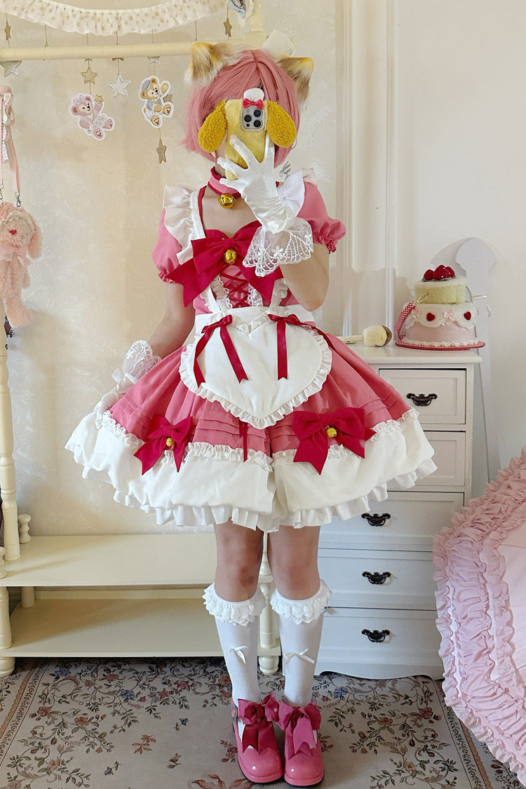 Sweet Lolita Skirt Set with Ruffle Bowknot and Bell Meow Design