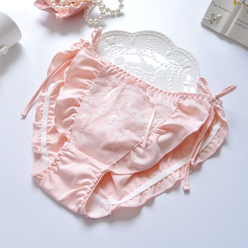 Bow knot Flouncing Lace-up Panty