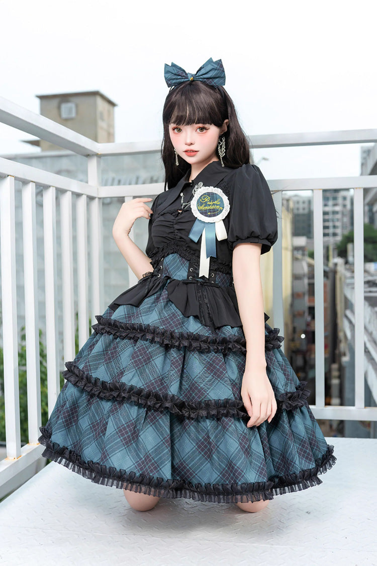 Multi-Layer Margaret Plaid Sleeveless Sweet Lolita Dress