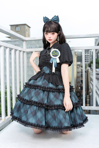 Multi-Layer Margaret Plaid Sleeveless Sweet Lolita Dress