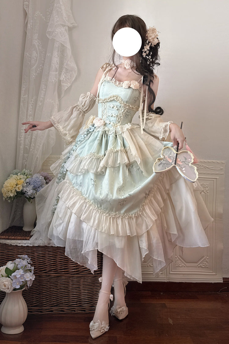 Emerald Chinese Ballet Lolita JSK Long Set - Tea Bamboo Song
